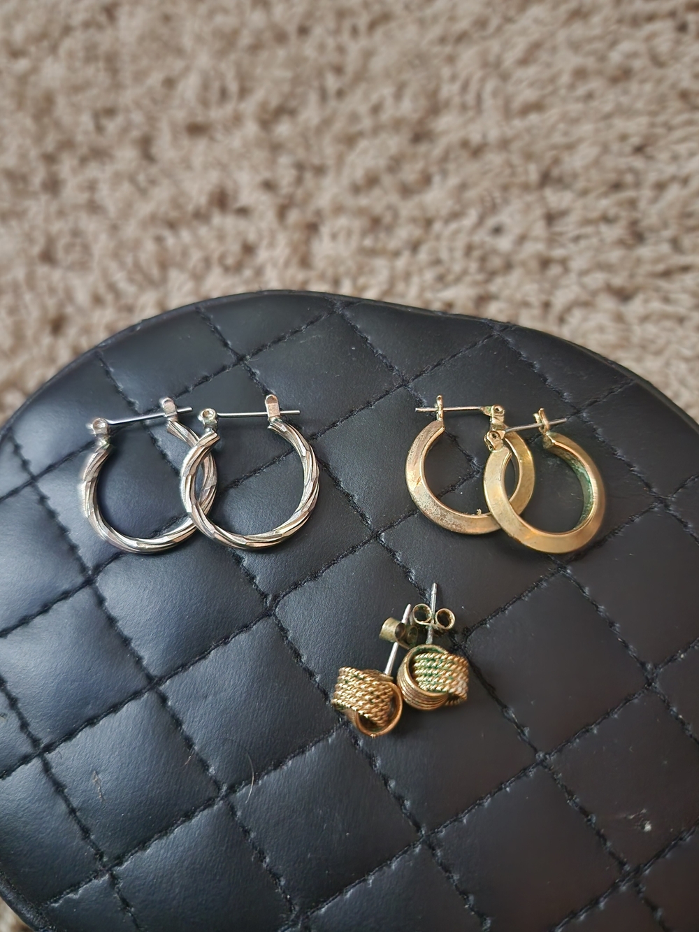 Mixed Metal Hoop & Knot Earring Set - Silver & Gold